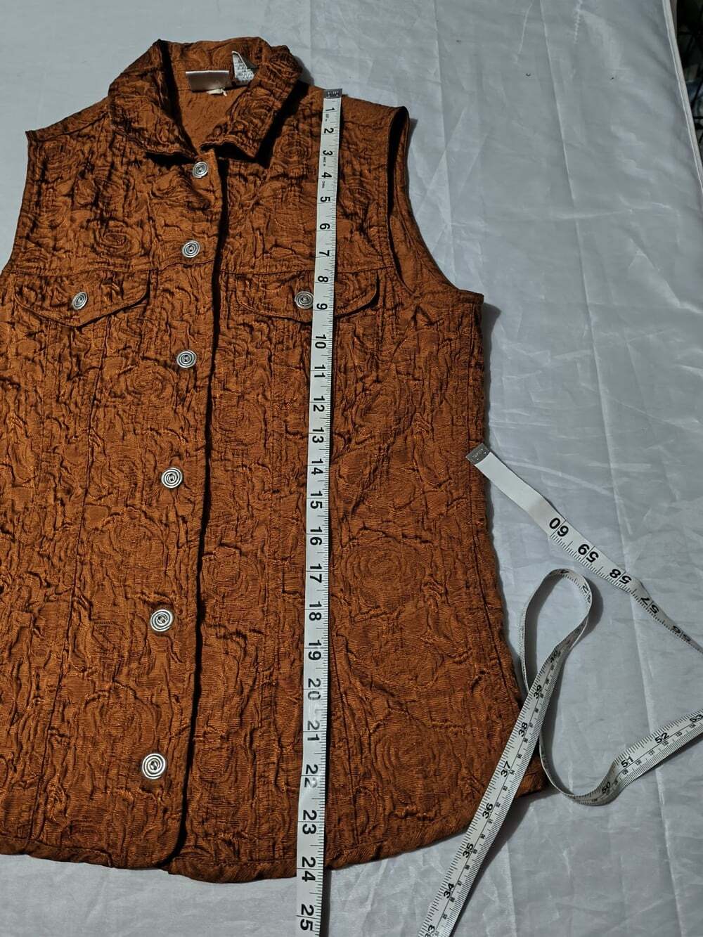Chico's Size Zero Sienna Blossom Alicia Vest Sleeveless Bronze Color Button Down - Picture 10 of 11
